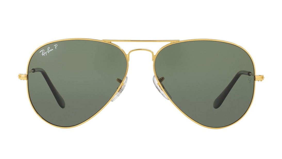 Image 1 of Green Aviator Polarized Sunglasses for Men and Women from Rayban Available at Titan Eye+