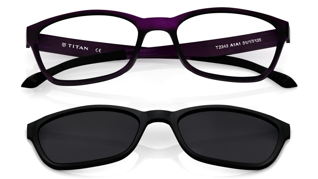 Image 1 of Purple Square Eyeglasses for Women from Titan Available at Titan Eye+