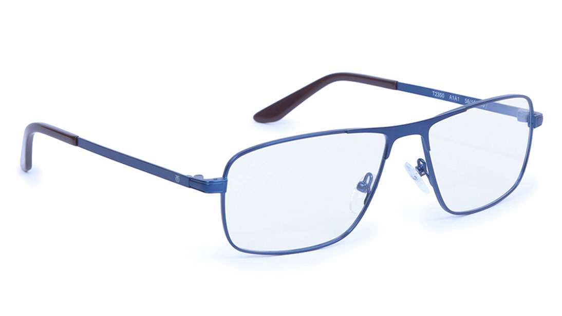 Image 1 of Blue Navigator Eyeglasses for Men and Women from Titan Available at Titan Eye+