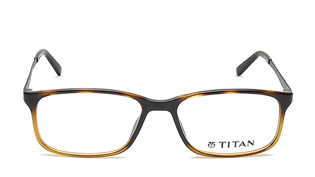 Image 1 of Brown Rectangle Eyeglasses for Men from Titan Available at Titan Eye+