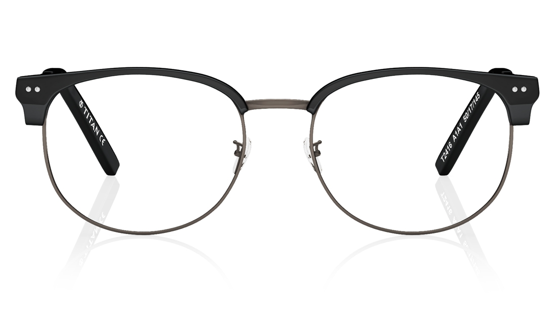 Image 1 of Black Clubmaster Eyeglasses for Men and Women from Titan Available at Titan Eye+