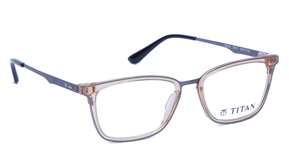 Image 1 of Gold Square Eyeglasses for Men and Women from Titan Available at Titan Eye+