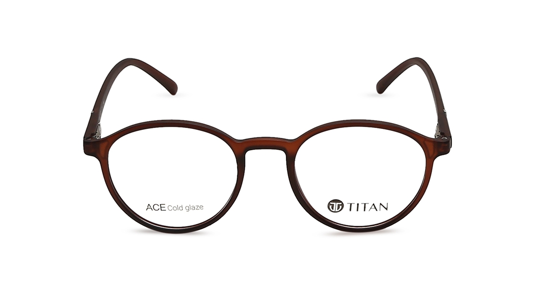 Image 1 of Brown Round Eyeglasses for Men and Women from Titan Available at Titan Eye+