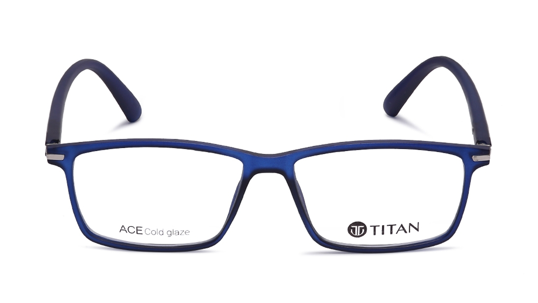 Image 1 of Blue Square Eyeglasses for Men and Women from Titan Available at Titan Eye+