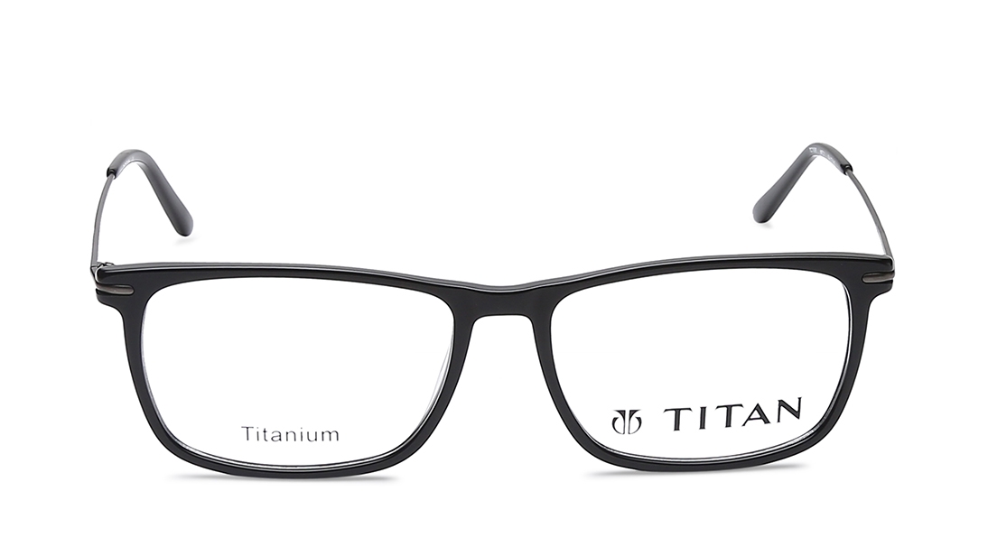 Image 1 of Black Wayfarer Eyeglasses for Men from Titan Available at Titan Eye+