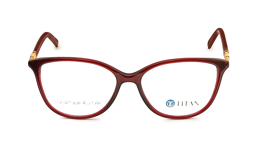 Image 1 of Red CatEye Eyeglasses for Women from Titan Available at Titan Eye+