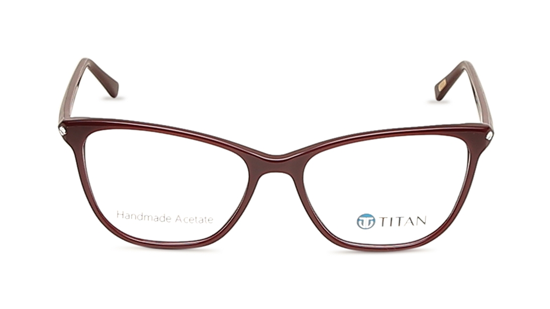 Image 1 of Maroon Rectangle Eyeglasses for Women from Titan Available at Titan Eye+