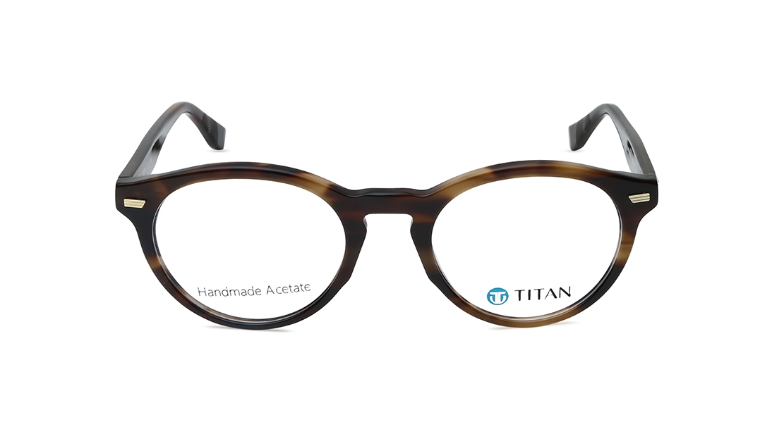 Image 1 of Brown Round Eyeglasses for Men from Titan Available at Titan Eye+