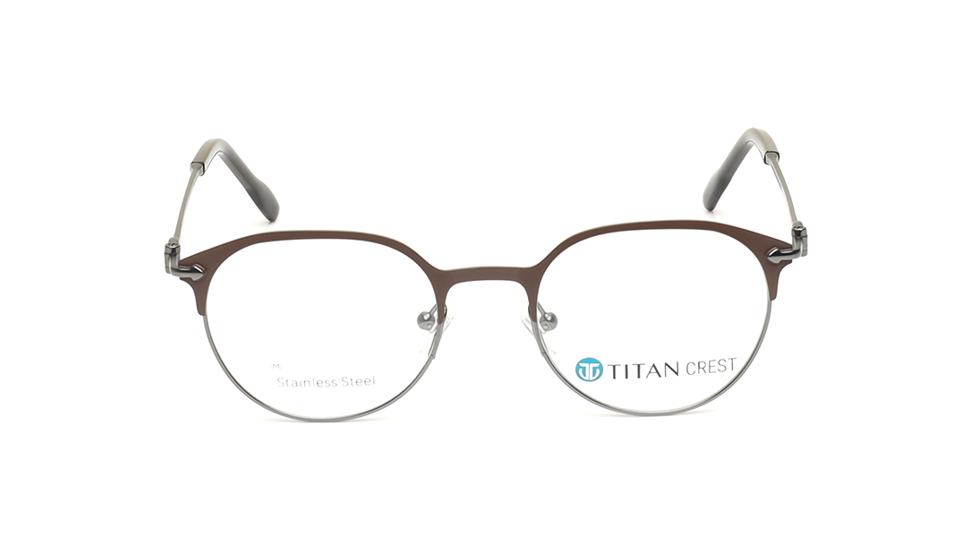 Image 1 of Brown Round Eyeglasses for Men and Women from Titan Available at Titan Eye+