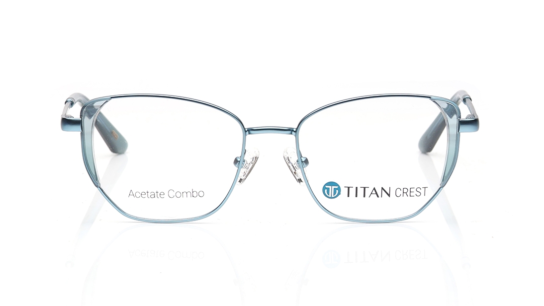Image 1 of Blue Rectangle Eyeglasses for Women from Titan Available at Titan Eye+