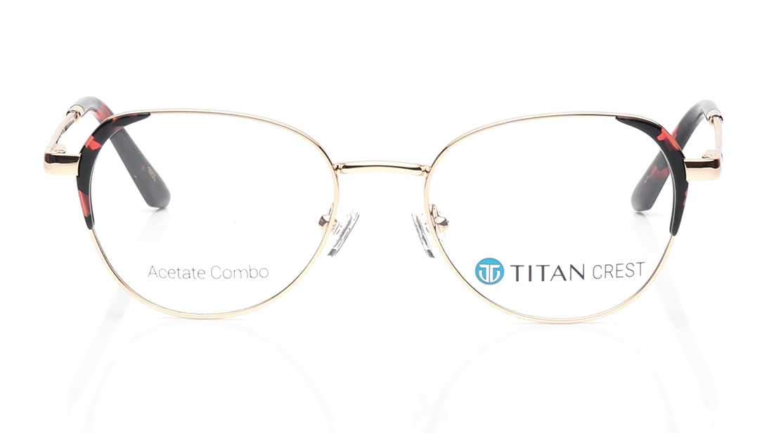 Image 1 of Gold Oval Eyeglasses for Women from Titan Available at Titan Eye+