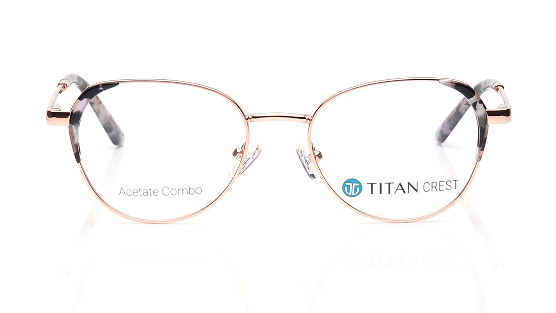 Image 1 of Rose Gold Oval Eyeglasses for Women from Titan Available at Titan Eye+