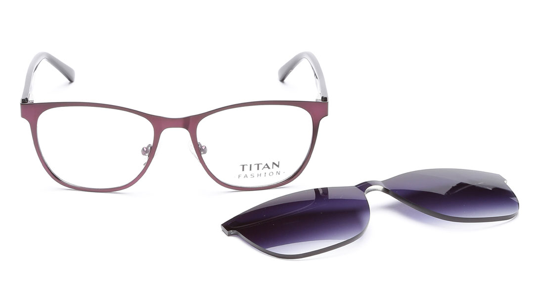 Image 1 of Maroon Square Eyeglasses for Women from Titan Available at Titan Eye+
