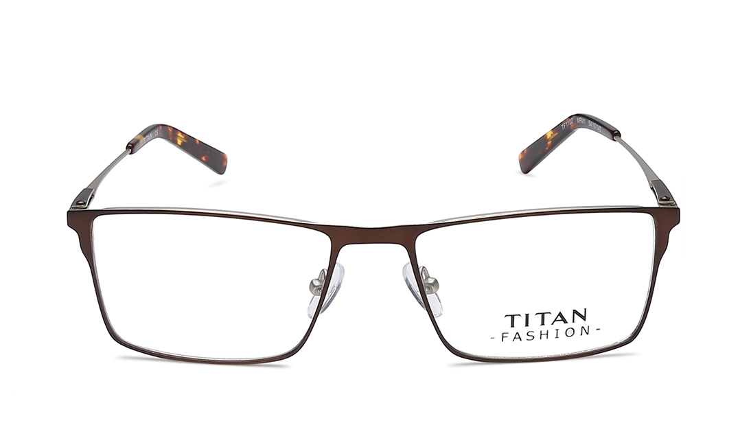 Image 1 of Brown Rectangle Eyeglasses for Men from Titan Available at Titan Eye+