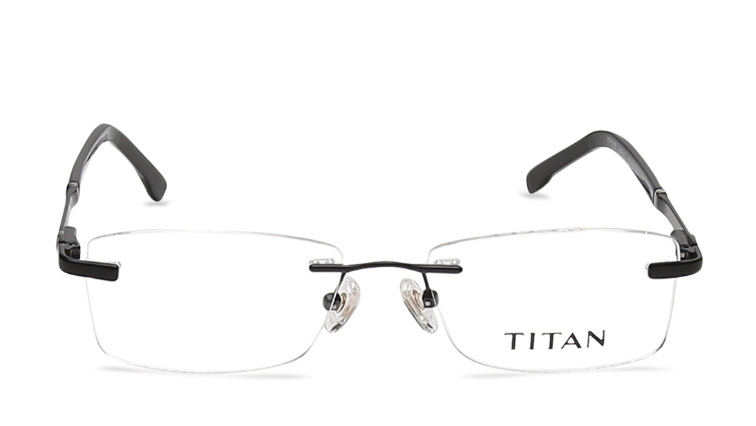 Image 1 of Black Rectangle Eyeglasses for Men and Women from Titan Available at Titan Eye+