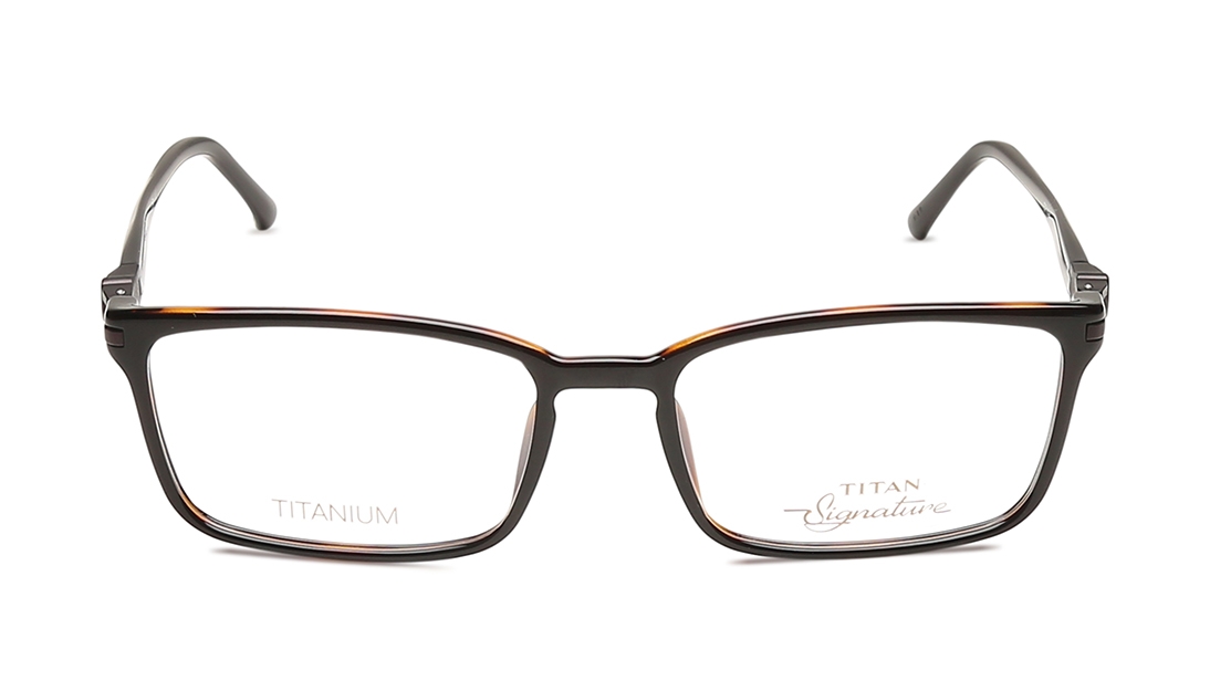 Image 1 of Brown Rectangle Eyeglasses for Men and Women from Titan Available at Titan Eye+