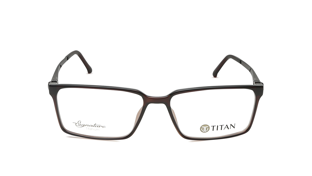 Image 1 of Brown Rectangle Eyeglasses for Men from Titan Available at Titan Eye+