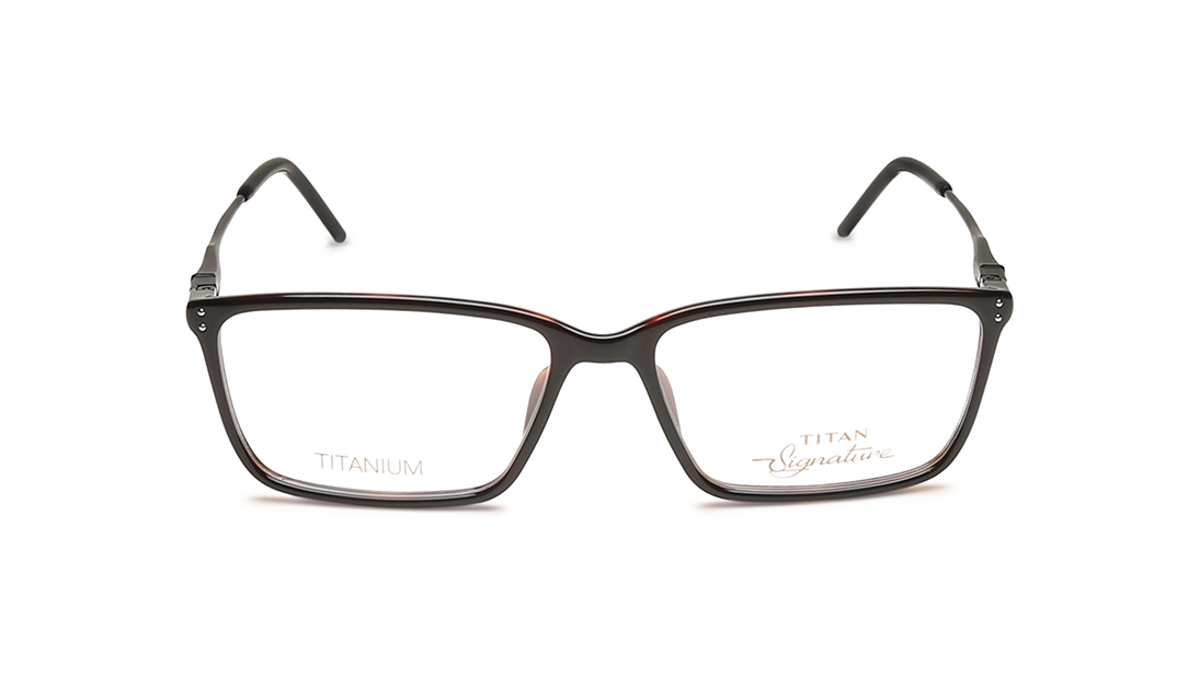 Image 1 of Brown Rectangle Eyeglasses for Men and Women from Titan Available at Titan Eye+