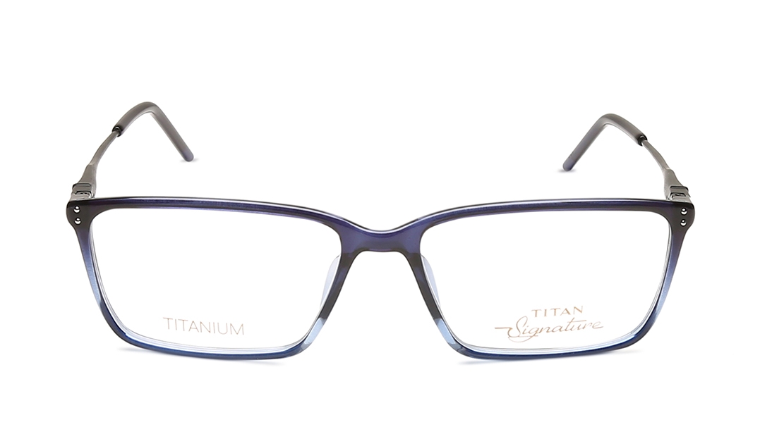 Image 1 of Blue Rectangle Eyeglasses for Men and Women from Titan Available at Titan Eye+