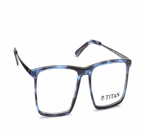 Image 2 of Blue Rectangle Eyeglasses for Men and Women from Titan Available at Titan Eye+