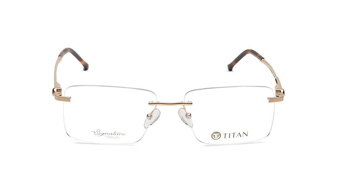 Image 1 of Gold Square Eyeglasses for Men from Titan Available at Titan Eye+