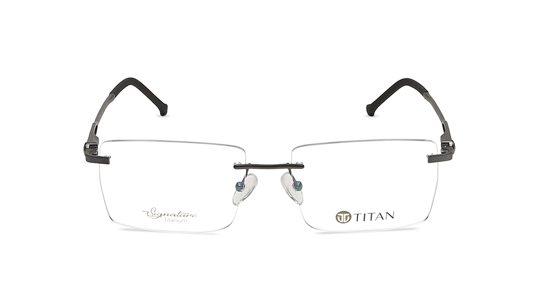 Image 1 of Grey Square Eyeglasses for Men from Titan Available at Titan Eye+