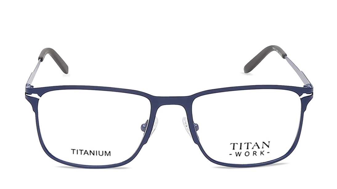 Image 1 of Blue Square Eyeglasses for Men from Titan Available at Titan Eye+