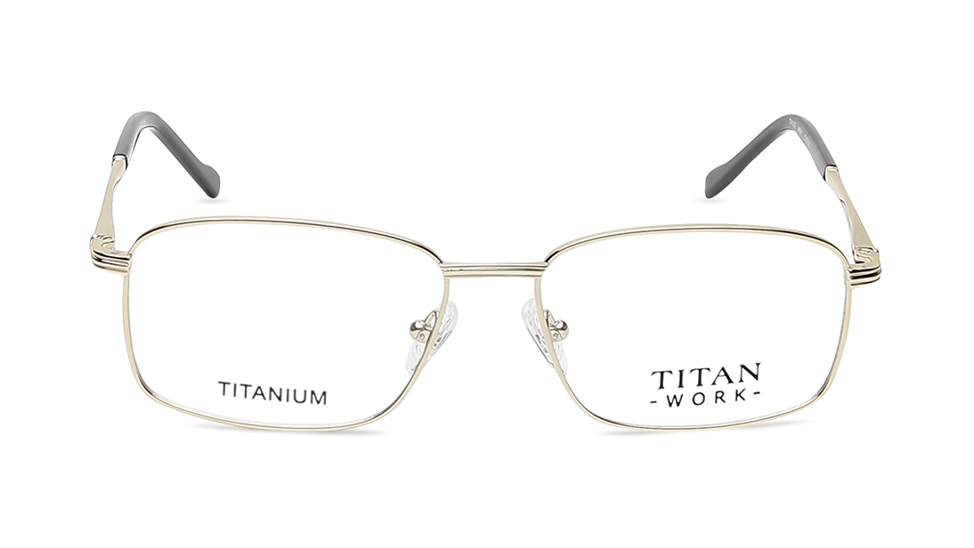 Image 1 of Gold Rectangle Eyeglasses for Men from Titan Available at Titan Eye+
