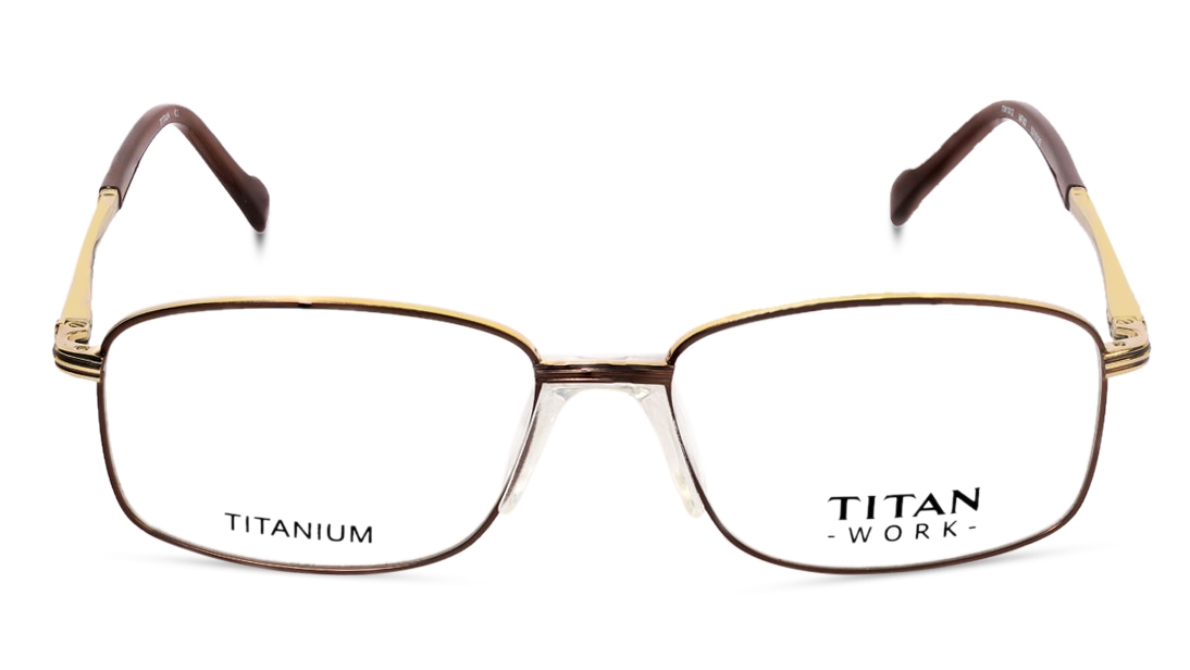 Image 1 of Brown Rectangle Eyeglasses for Men from Titan Available at Titan Eye+