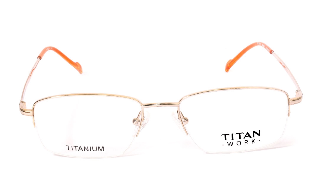 Image 1 of Gold Rectangle Eyeglasses for Women from Titan Available at Titan Eye+
