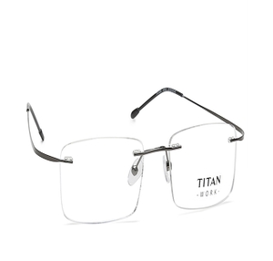 Image 2 of Silver Rectangle Eyeglasses for Men from Titan Available at Titan Eye+