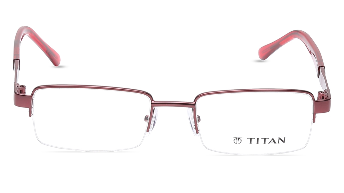 Image 1 of Maroon Rectangle Eyeglasses for Women from Titan Available at Titan Eye+