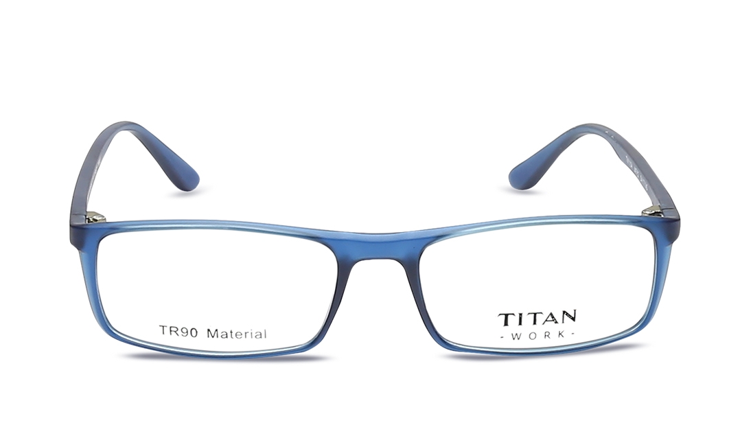 Image 1 of Blue Rectangle Eyeglasses for Men and Women from Titan Available at Titan Eye+