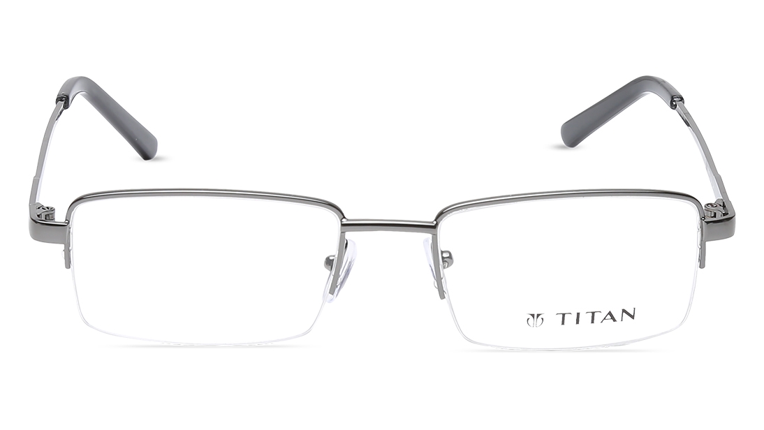 Image 1 of Grey Rectangle Eyeglasses for Men and Women from Titan Available at Titan Eye+