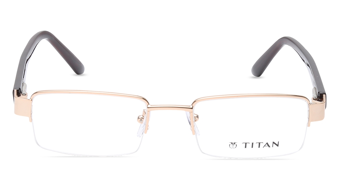 Image 1 of Rose Gold Rectangle Eyeglasses for Men and Women from Titan Available at Titan Eye+
