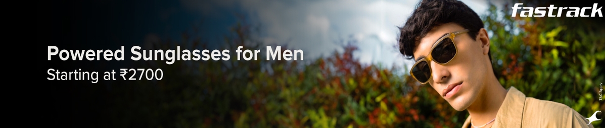 Men wearing Fastrack power sunglasses for men starting at ₹2600.